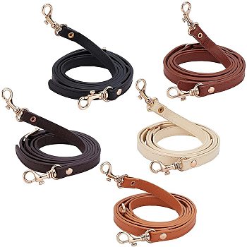 ARRICRAFT 5Pcs 5 Colors PU Leather Shoulder Strap, with Alloy Swivel Clasps, for Bag Straps Replacement Accessories, Mixed Color, 109.8~127.5x1.2x0.25cm, Hole: 2.5mm, 1pc/color