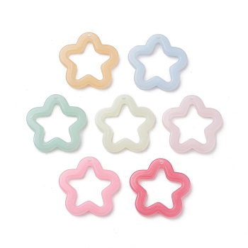 Imitation Jelly Acrylic Pendants, Star, Mixed Color, 28.5x29.5x4mm, Hole: 1.8mm, about 340Pcs/500G