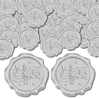 CRASPIRE 50Pcs Adhesive Wax Seal Stickers, Envelope Seal Decoration, For Craft Scrapbook DIY Gift, Musical Note, 30mm