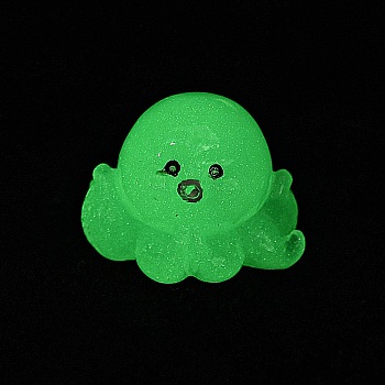 Luminous Resin Octopus Display Decoration, Micro Landscape Decorations, Glow in the Dark, Honeydew, 14.5x18.5x14~14.5mm