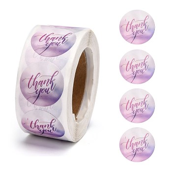 1 Inch Thank You Stickers, Adhesive Roll Sticker Labels, for Envelopes, Bubble Mailers and Bags, Purple, 25mm, about 500pcs/roll