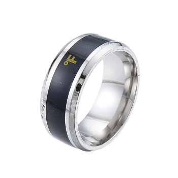 201 Stainless Steel Fahrenheit Scale Pattern Finger Ring for Women, Stainless Steel Color, Inner Diameter: 17mm