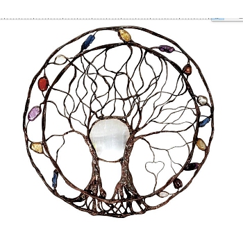 Iron Tree of Life Pendant Decorations, for Window Hanging Decorations, Coffee, 330x0.8mm