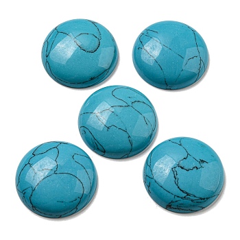 Synthetic Turquoise Cabochons, Flat Round, 30x7~8.5mm