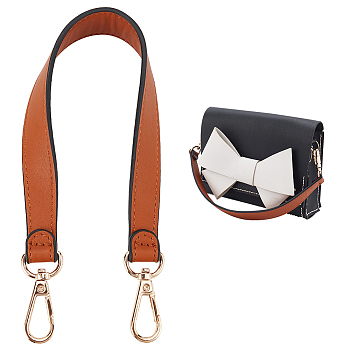 Cowhide Shoulder Bag Straps, with Zinc Alloy Swivel Clasps, for Bag Handle Replacement Accessories, Chocolate, 37.5x2.8x0.3cm