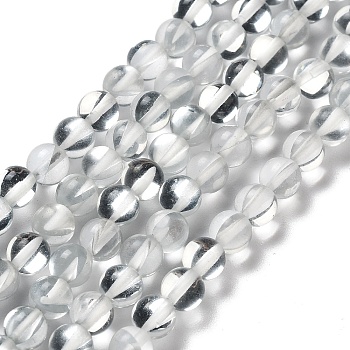 Synthetic Moonstone Beads Strands, Round, Clear, 6mm, Hole: 1mm, about 31pcs/strand, 7.20 inch(18.3cm)