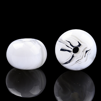 Resin Beads, Imitation Gemstone, Flat Round, Creamy White, 16x11mm, Hole: 2.1~2.3mm