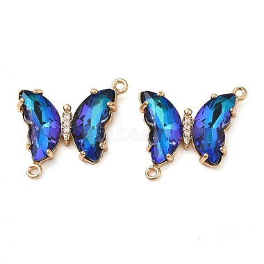 Golden Medium Blue Butterfly Brass+Glass Links