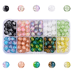 200Pcs 10 Colors Crackle Glass Beads, Round, Two Tone, Mixed Color, 8mm, Hole: 1.2mm, 20pcs/color(CCG-YW0001-23)