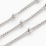 Tarnish Resistant 304 Stainless Steel Twisted Chains, Curb Chains, Soldered, Satellite Chains, with Spool, Rondelle Beads, Stainless Steel Color, 2x1mm, about 65.61 Feet(20m)/roll(CHS-K003-02P-0.5MM)