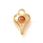 Brass Micro Pave Cubic Zirconia Pendants, Heart Charms, Real 18K Gold Plated, 10x6.5x3mm, Hole: 1.5mm(KK-K294-09G)