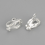 Brass Clip-on Earring Findings, Silver Color Plated, 12x6x10mm, Hole: 1.5mm(KK-R071-11S)