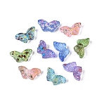 Picasso Transparent Glass Beads, Butterfly, Mixed Color, 8x14.5~15x4.5~5.5mm, Hole: 1mm, About 690pcs/pound(SEED-N012-05)