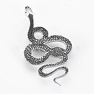 Snake Brooch, 201 Stainless Steel Animal Lapel Pin for Backpack Clothes, Nickel Free & Lead Free, Stainless Steel Color, 70x37x7mm, Pin: 0.7mm(JEWB-N007-009P-FF)