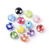 Opaque Acrylic Beads, Round, Mixed Color, 12x11mm, Hole: 2mm(SACR-S146-12mm-M)