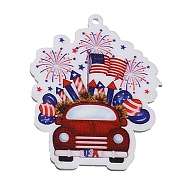 Independence Day Acrylic Pendants, American Flag, Car, 41.5x34x2mm, Hole: 1.4mm(OACR-O007-05C)