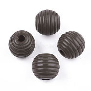 Painted Natural Wood Beehive Beads, Round, Coconut Brown, 12x11mm, Hole: 3mm(WOOD-S049-04A-01)