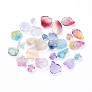 Electroplate Transparent Glass Beads, Mixed Shapes, Mixed Color, 5~21x6~14x3~10mm, Hole: 0.9~1.2mm(EGLA-L027-D)