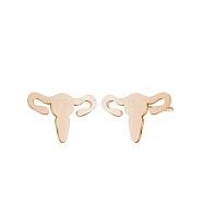Stainless Steel Stud Earrings for Women, Uterus, Golden, 10x14mm(PW-WG37692-01)