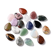 Natural & Synthetic Mixed Gemstone Pendants, Teardrop Charms, 35~35.5x25x6.5~9mm, Hole: 1.4~1.5mm(G-M395-01)