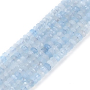 Natural Aquamarine Beads Strands, Faceted, Rondelle, 4x2mm, Hole: 0.5mm, about 175pcs/strand, 15.16''(38.5cm)(G-E194-12-01)
