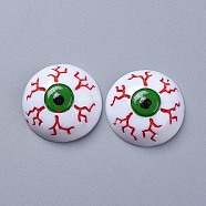 Halloween Theme Opaque Resin Cabochons, for Jewelry Making, Eyeball, with Bloodshot, Flat Back, White, 23.5x8mm(X-RESI-D0003-07)