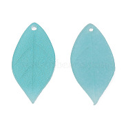 Plastic Pendants, Leaf, Turquoise, 25x12x1mm, Hole: 1.2mm(KY-N015-161)