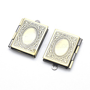 Brass Locket Pendants, Photo Frame Charms for Necklaces, Cadmium Free & Nickel Free & Lead Free, Rectangle, Brushed Antique Bronze, 26x19x4.5mm, Hole: 2mm, Inner Size: 10x15mm(KK-P141-55-NR)