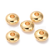 Brass Beads, Long-Lasting Plated, Rondelle, Real 24K Gold Plated, 6x3mm, Hole: 1.8mm(KK-H759-25A-G)