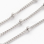 304 Stainless Steel Twisted Chains, Curb Chains, Soldered, Satellite Chains, with Spool, Rondelle Beads, Stainless Steel Color, 2x1mm, about 65.61 Feet(20m)/roll(CHS-K003-02P-0.5MM)