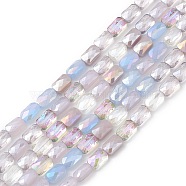Gradient Color Electroplate Glass Bead Strands, AB Color Plated, Faceted, Rectangle, Thistle, 6.6x4.4x3mm, Hole: 1mm, about 77~83pcs/strand, 20.59~21.46 inch(52.3~54.5cm)(X-GLAA-E042-01B)