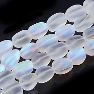 Synthetic Moonstone Beads Strands, Holographic Beads, Tumbled Stone, Dyed, Frosted, Nuggets, WhiteSmoke, 13~18x10~11x10~11mm, Hole: 1.2mm, about 23pcs/strand, 15.3 inch(X-G-S285-05A)