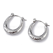 304 Stainless Steel Oval Hoop Earrings for Women, Stainless Steel Color, 21.5x17.5x3.5mm, Pin: 0.5mm(EJEW-I284-09P)