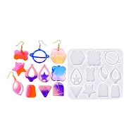 Geometry Earrings Pendants DIY Silicone Mold, Resin Casting Molds, for UV Resin, Epoxy Resin Craft Making, Clear, 120x110x4mm, Inner Diameter:  21~36x23~44.5mm, hole:2mm(DIY-Q033-01D)