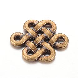Tibetan Style Alloy Chandelier Components Links, Chinese Knot, Cadmium Free & Nickel Free & Lead Free, Antique Bronze, 17x14x2mm, Hole: 1.5mm, about 990pcs/1000g(TIBE-Q064-28AB-NR)