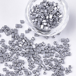 Baking Paint Glass Beads, Cube, Gray, 3~6x2~2.5x2~2.5mm, Hole: 1mm, about 15000pcs/bag(SEED-S023-11A-07)