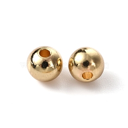 Brass Beads, Long-Lasting Plated, Round, Real 18K Gold Plated, 6x5.5mm, Hole: 1.5mm, 50pcs/bag(KK-WH0051-28C)