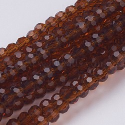 Transparent Glass Bead Strands, Faceted(32 Facets), Flat Round, Dark Goldenrod, 4~5x3~4mm, Hole: 0.5mm, about 95pcs/strand, 13.70 inch(34.8cm)(GF4mmC45)