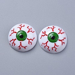 Halloween Theme Opaque Resin Cabochons, for Jewelry Making, Eyeball, with Bloodshot, Flat Back, White, 23.5x8mm(X-RESI-D0003-07)