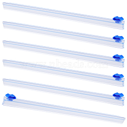 12Pcs Plastic Reusable Cling Film Slide Cutter, for Food Wrap, Aluminum Foil and Wax Paper, Film Dispenser, Blue, 330x15.5x9.5mm, Slot: 3mm(AJEW-CP0007-17)