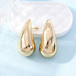 Teardrop 304 Stainless Steel Stud Earrings for Women, Golden, 39x29mm(EJEW-A125-06G)