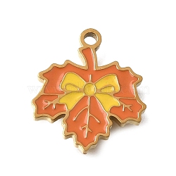 304 Stainless Steel Enamel Pendants, Ion Plating(IP), Golden, Leaf Charms, 16x14x1.4mm, Hole: 1.4mm(SA-CBAA2E4-10D-G)