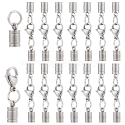 Elite 20 Sets 304 Stainless Steel Lobster Claw Clasps, with Cord Ends, Stainless Steel Color, 39mm, Inner Diameter: 4mm(STAS-PH0004-74)