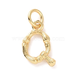 Brass Pendants, with Jump Ring, Golden, Letter Charm, Letter Q, 12x9x2mm, Hole: 3mm(KK-K165-04Q)