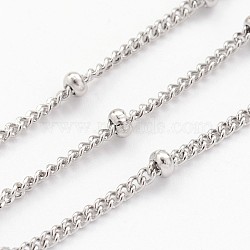 Tarnish Resistant 304 Stainless Steel Twisted Chains, Curb Chains, Soldered, Satellite Chains, with Spool, Rondelle Beads, Stainless Steel Color, 2x1mm, about 65.61 Feet(20m)/roll(CHS-K003-02P-0.5MM)