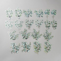 20Pcs Leaf PET Decorative Stickers, for DIY Scrapbooking, Green, 78~95x47~72x0.1mm, 2pcs/style(DIY-WH20055-079C)