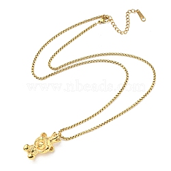Ion Plating(IP) 304 Stainless Steel Bear Pendants Necklaces, Box Chain Necklaces for Women, Real 14K Gold Plated, 20.28 inch(51.5cm)(NJEW-K259-03G)