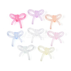 Luminous Frosted Transparent Acrylic Beads, Bowknot, with Glitter Powder, Glow in the Dark, Mixed Color, 25.5x27.5x8.5mm, Hole: 2.8mm, about 454pcs/500g(TACR-T029-24M)