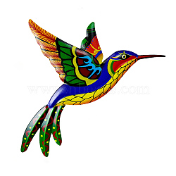 Wrought Iron Hummingbird Pendant Decoration, Art Craft Home Wall Decor, Colorful, 220x260x5mm(PW-WGE2827-01)