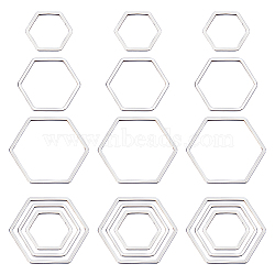 60Pcs 3 Sizes 304 Stainless Steel Linking Ring, Hexagon, Stainless Steel Color, 13.5~20x12~22.5x0.8mm, 20pcs/size(STAS-SC0007-47)